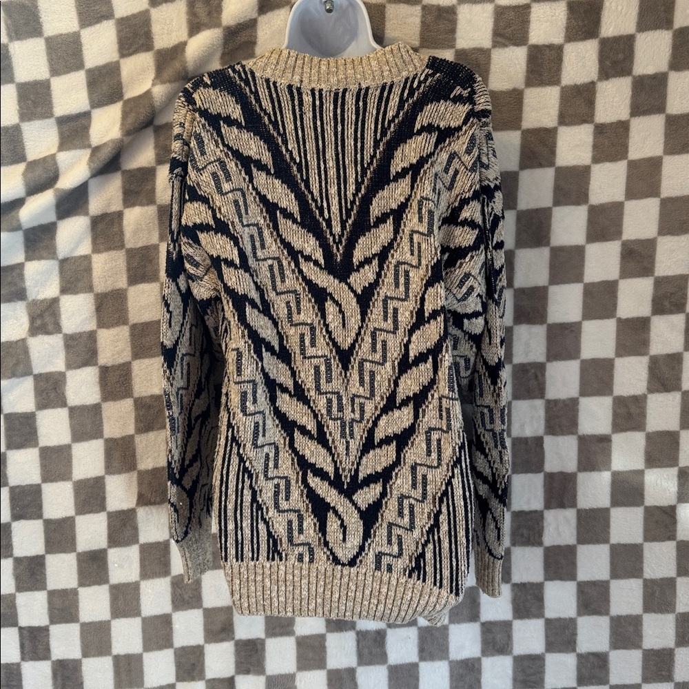Crossings Men’s Y2K V Neck Chunky Knit Abstract Sweater Size M/Medium - Picture 7 of 11